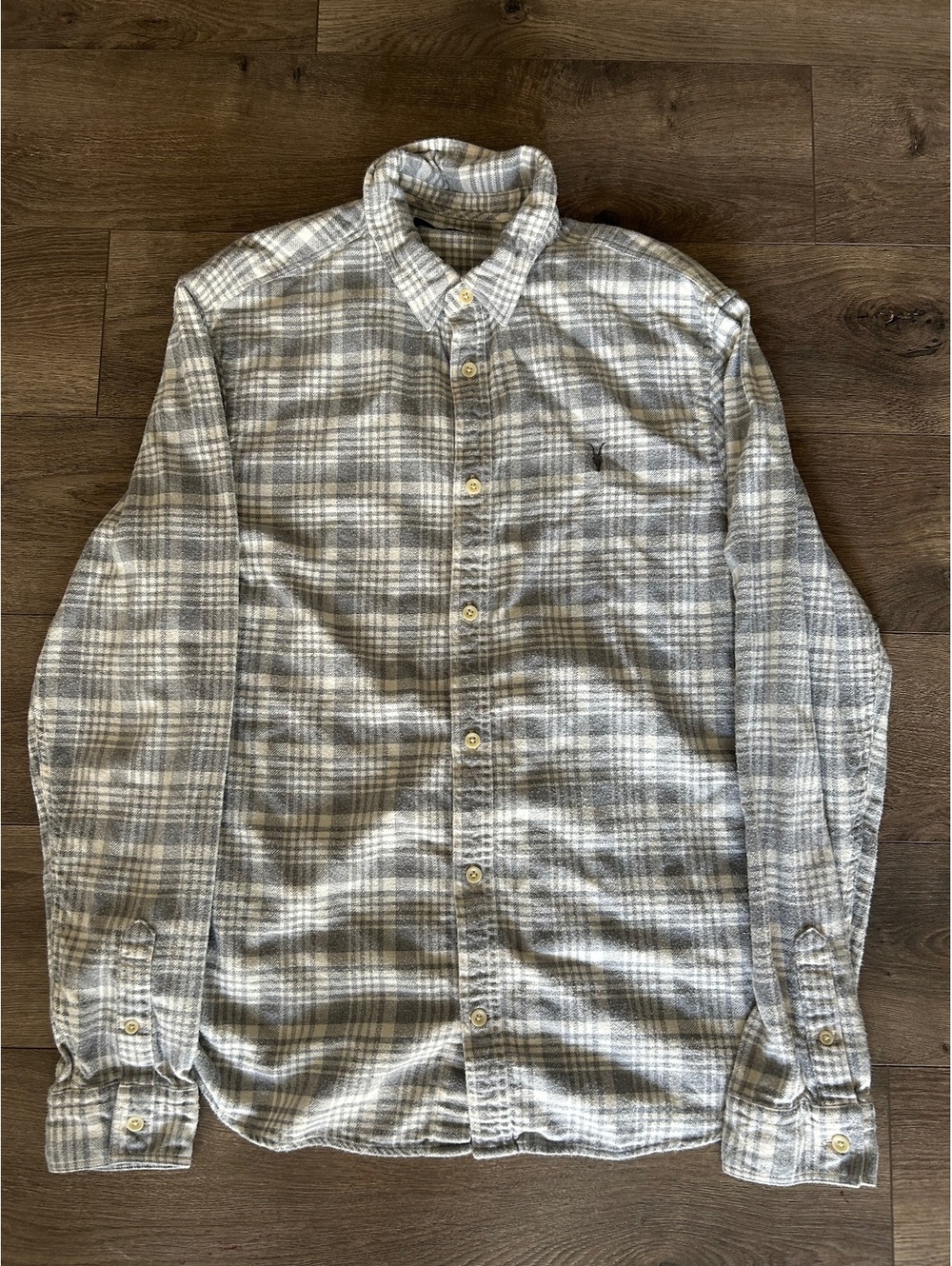 allsaints plaid button up shirt men’s M